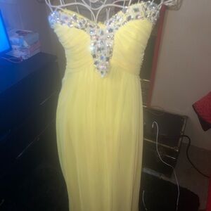 City Triangles Strapless Yellow Dress with Embellishments